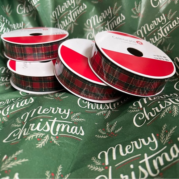 Christmas plaid ribbon red/green - Picture 7 of 8